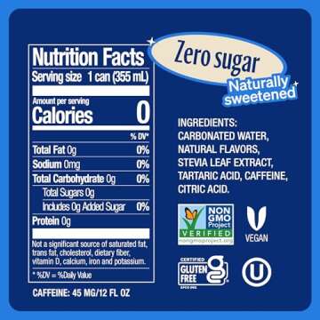 Zevia Zero Sugar Soda, Vanilla Cola, 12 oz Cans (24-Pack) – Naturally Sweetened, Zero Calorie Suga...
