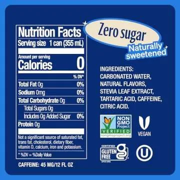 Zevia Zero Sugar Soda, Vanilla Cola, 12 oz Cans (24-Pack) – Naturally Sweetened, Zero Calorie Suga...