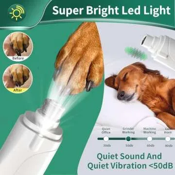 CATPICK 2-in-1 Dog Nail Grinder & Dog Nail Clippers Trimmers for Large Medium Small Dogs Cats Pets Claw Trimmer Quick Sensor and Safety Guard USB Rechargeable with 2 LED Lights (White)