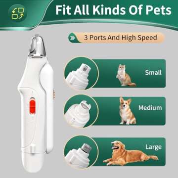 CATPICK 2-in-1 Dog Nail Grinder & Dog Nail Clippers Trimmers for Large Medium Small Dogs Cats Pets Claw Trimmer Quick Sensor and Safety Guard USB Rechargeable with 2 LED Lights (White)