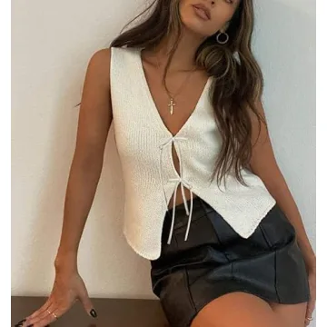 Ynocfri Crochet Vest for Women - Stylish Vintage Top