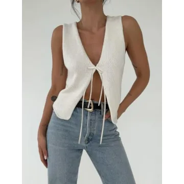 Ynocfri Crochet Vest for Women - Stylish Vintage Top