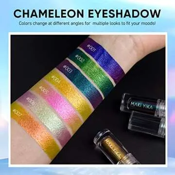 MAKI YIKA Glitter Liquid Eyeshadow Chameleon Metallic Eyeshadow MultiColor Shifting Long Lasting Multichrome Holographic Eye Topper Glitters (#6 Aurora)