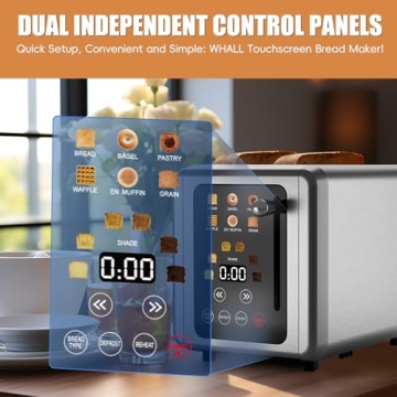 WHALL 2 Slice Touch Screen Toaster with Defrost Function