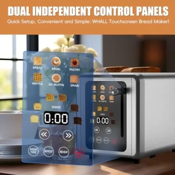 WHALL 2 Slice Touch Screen Toaster with Defrost Function