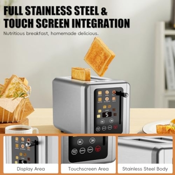 WHALL 2 Slice Touch Screen Toaster with Defrost Function