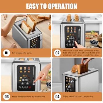 WHALL 2 Slice Touch Screen Toaster with Defrost Function