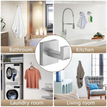 Fenas Stainless Steel Towel Hooks 2 Pack - Dual Functionality