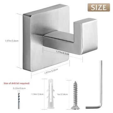 Fenas Stainless Steel Towel Hooks 2 Pack - Dual Functionality