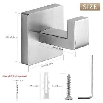 Fenas Stainless Steel Towel Hooks 2 Pack - Dual Functionality