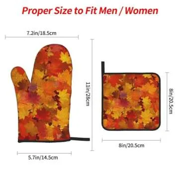 Fall Autumn Maple Leaves Oven Mitts and Pot Holders Sets Heat Resistant Non-Slip Kitchen Potholder O...
