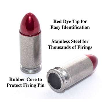 Steelworx 9mm Stainless Steel Snap Caps/Dry Fire Training Rounds (5X RED)