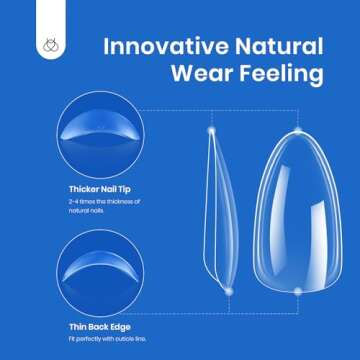 Beetles Gel Nail Tips Soft Nail Extension Set?504Pcs 12 Sizes Pre-Shape Clear Short Almond Nail Tips Press on Soft Gel Nail Tips for Full Cover Soak off False Nails for Nail Art DIY Home Manicure