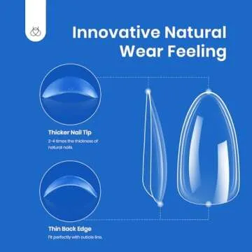 Beetles Gel Nail Tips Soft Nail Extension Set?504Pcs 12 Sizes Pre-Shape Clear Short Almond Nail Tips Press on Soft Gel Nail Tips for Full Cover Soak off False Nails for Nail Art DIY Home Manicure