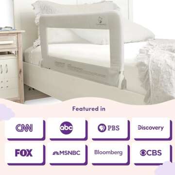 ComfyBumpy Toddler Bed Rail Guard | Bed Rails for Kids, Twin, Full, Queen & King Size Bed - Adjustable Bed Rail for Toddlers - Swing Down Baby Bed Side Rail - Gray, Regular (35.5" x 19.5"), Pack of 2