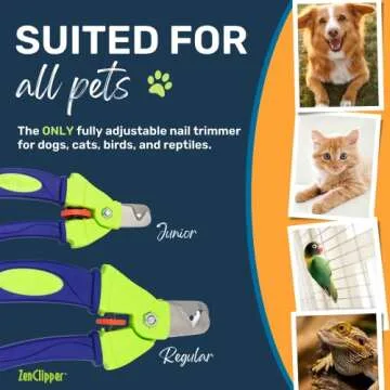 Zen Clipper Precise Safer Pet Nail Trimmer - Fully Adjustable Pet Claw Clipper for Dogs and Cats - Trims only The Amount of Nail You Chose Quick, Clean and Quiet Cut - Patented (Regular)