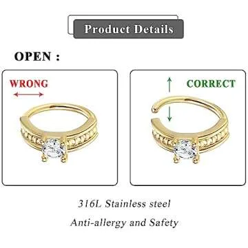 Stylish UBGICIG 9Pcs Nose Rings Hoop for Fashion Lovers