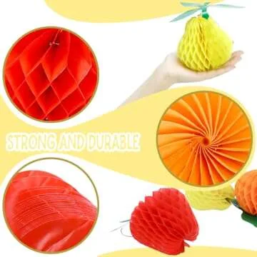 10PCS Sc0nni Waterproof Classic Designs Paper Fruit,Tissue Fruit Decorations Including Apple/Pear/Strawberry/Pomegranate/Orange with Hanging Rope.(Color Random)