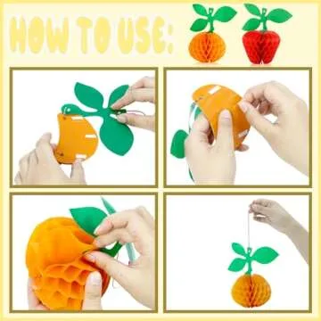 10PCS Sc0nni Waterproof Classic Designs Paper Fruit,Tissue Fruit Decorations Including Apple/Pear/Strawberry/Pomegranate/Orange with Hanging Rope.(Color Random)