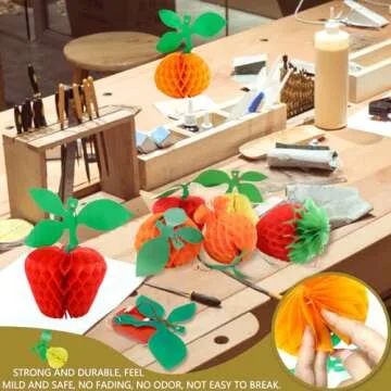 10PCS Sc0nni Waterproof Classic Designs Paper Fruit,Tissue Fruit Decorations Including Apple/Pear/Strawberry/Pomegranate/Orange with Hanging Rope.(Color Random)