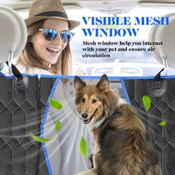 ［Upgraded Version］ Dog Car Seat Cover for Back Seat, 100% Waterproof Back Seat with Mesh Window,...