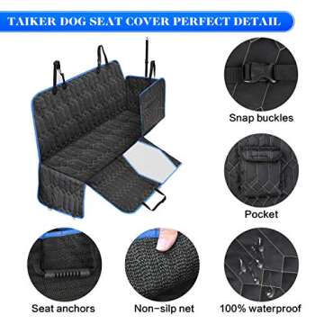 ［Upgraded Version］ Dog Car Seat Cover for Back Seat, 100% Waterproof Back Seat with Mesh Window, Scratch Proof Nonslip Dog Car Hammock for All Cars, Trucks