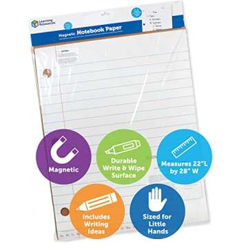 Learning Resources Giant Sized Magnetic Notebook Paper, Durable Write & Wipe, Classroom Whiteboard Accessories, Teaching Aids, 22"L x 28"H