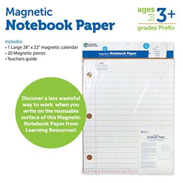 Learning Resources Giant Sized Magnetic Notebook Paper, Durable Write & Wipe, Classroom Whiteboard Accessories, Teaching Aids, 22"L x 28"H