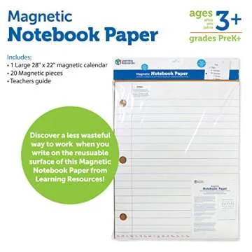 Learning Resources Giant Sized Magnetic Notebook Paper, Durable Write & Wipe, Classroom Whiteboard Accessories, Teaching Aids, 22"L x 28"H
