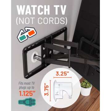 ECHOGEAR in-Wall Cable Management Kit - Includes Power & Low Voltage Cable Management - Hide TV Wires When Mounting A TV - Includes Hole Saw Drill Attachment for Easy Install