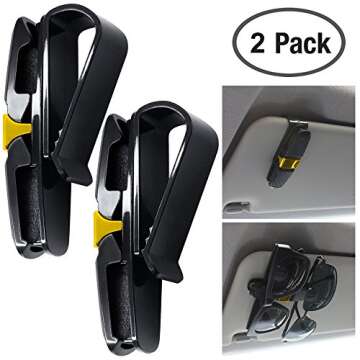 FineGood 2 Pack Car Sun Visor Glasses Holders - Safe & Stylish