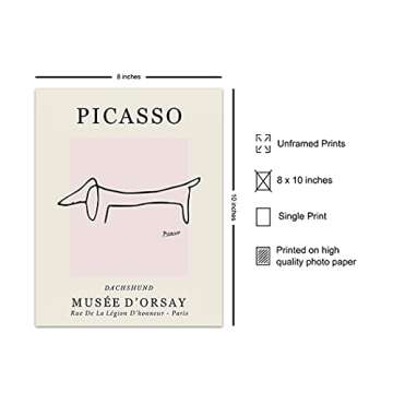 Pablo Picasso Wall Art & Decor - Dog Wall Decor - Mid-Century Modern Room Decor - Abstract Art - Min...