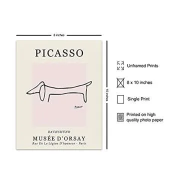 Pablo Picasso Wall Art & Decor - Dog Wall Decor - Mid-Century Modern Room Decor - Abstract Art - Min...