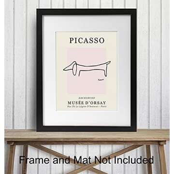 Pablo Picasso Wall Art & Decor - Dog Wall Decor - Mid-Century Modern Room Decor - Abstract Art - Minimalist Wall Decor - Line Art Wall Decor - Gallery Wall Art - Museum Posters - Art Gifts for Women