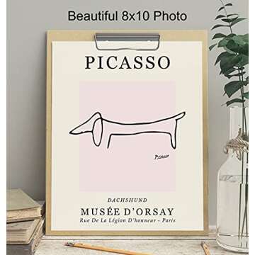 Pablo Picasso Wall Art & Decor - Dog Wall Decor - Mid-Century Modern Room Decor - Abstract Art - Minimalist Wall Decor - Line Art Wall Decor - Gallery Wall Art - Museum Posters - Art Gifts for Women