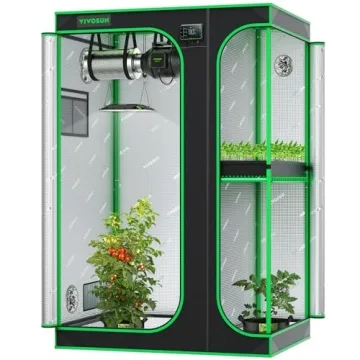 VIVOSUN D436 2-in-1 4x3 Grow Tent, 48"x36"x72" High Reflective Mylar with Multi-Chamber and Floor Tr...