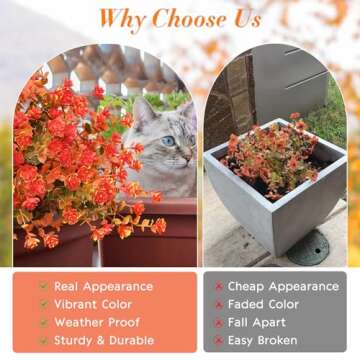 Fall Decor, Fake Mums, 12 Bundles Fall Flowers, UV Resistant Artificial Mums for Outdoors, Faux Mums for Outside,Fall Flowers Plants Artificial for Decoration For Home Porch Thanksgiving,Green Orange