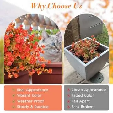 Fall Decor, Fake Mums, 12 Bundles Fall Flowers, UV Resistant Artificial Mums for Outdoors, Faux Mums for Outside,Fall Flowers Plants Artificial for Decoration For Home Porch Thanksgiving,Green Orange