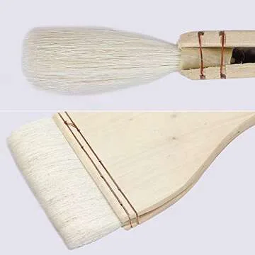 KEILEOHO 6 PCS 6 Size Flat Hake Brushes, Professional Watercolor, Oil, Acrylic Brush Set with White Wool and Wood Handle