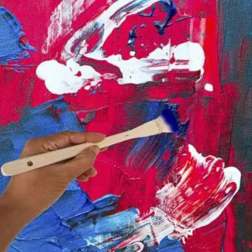 KEILEOHO 6 PCS 6 Size Flat Hake Brushes, Professional Watercolor, Oil, Acrylic Brush Set with White Wool and Wood Handle