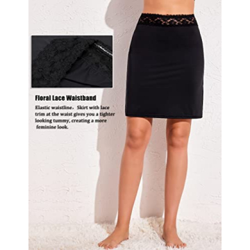 Avidlove Lace Trim Above Knee Half Slip Underskirt