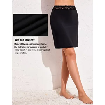 Avidlove Lace Trim Above Knee Half Slip Underskirt