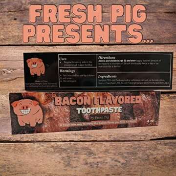 Fresh Pig Bacon Flavored Toothpaste - Gift Ideas for Bacon Lovers Funny Bacon Gag Gifts Under 10, Co...