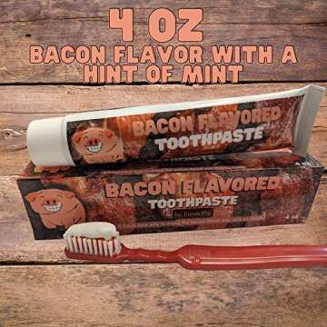 Fresh Pig Bacon Flavored Toothpaste - Gift Ideas for Bacon Lovers Funny Bacon Gag Gifts Under 10, Coworkers White Elephant Gifts for Adults Fluoride Free Christmas Stocking Stuffers Gift for Men