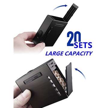 20PCS Automatic Ejection Cigarette Case with Rechargeable Electric Arc Lighter Windproof Flameless U...