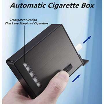 20PCS Automatic Ejection Cigarette Case with Rechargeable Electric Arc Lighter Windproof Flameless USB Lighter Box Holder Ideal Gift for Men and Your Friends