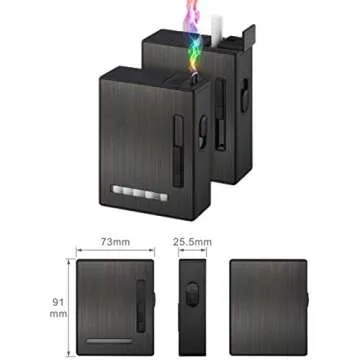 20PCS Automatic Ejection Cigarette Case with Rechargeable Electric Arc Lighter Windproof Flameless USB Lighter Box Holder Ideal Gift for Men and Your Friends