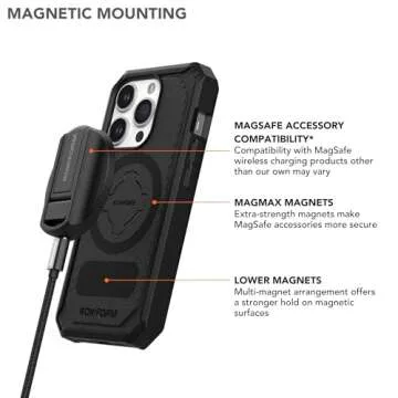 Rokform - iPhone 15 Pro Case, Rugged Series, Magnetic, iPhone 15 Pro Cover with RokLock Twist Lock, Drop Tested Armor (Black)