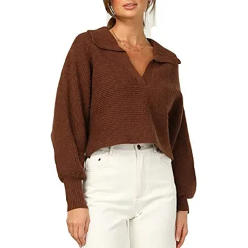 Trendy CHYRII V Neck Puff Sweater for Stylish Comfort