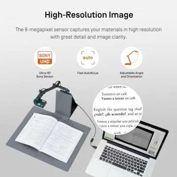 IPEVO V4K-S Document Scanner with AI and OCR for Scanning and Digitization of Books, Business Cards, IDs or Teaching Materials, Book Scanner, Document Camera, Pad and Multilingual OCR Software